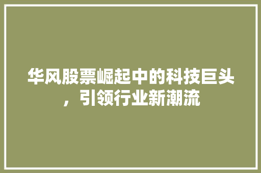 华风股票崛起中的科技巨头，引领行业新潮流
