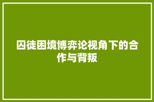 囚徒困境博弈论视角下的合作与背叛