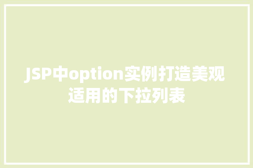 JSP中option实例打造美观适用的下拉列表