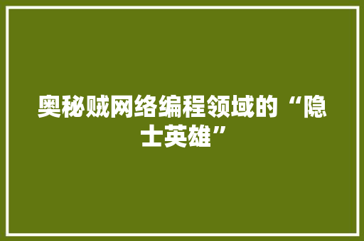 奥秘贼网络编程领域的“隐士英雄”