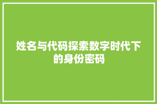 姓名与代码探索数字时代下的身份密码