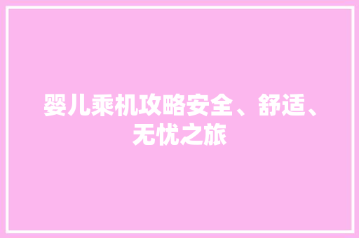 婴儿乘机攻略安全、舒适、无忧之旅