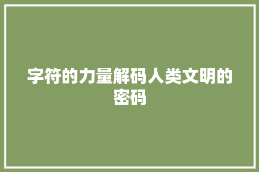 字符的力量解码人类文明的密码