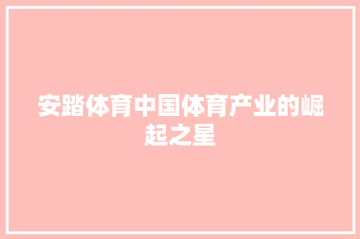 安踏体育中国体育产业的崛起之星