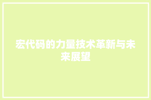 宏代码的力量技术革新与未来展望