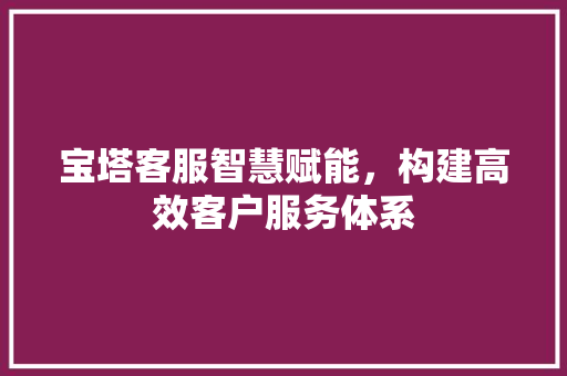 宝塔客服智慧赋能，构建高效客户服务体系