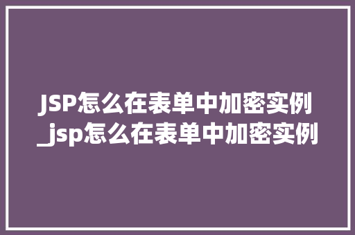 JSP怎么在表单中加密实例_jsp怎么在表单中加密实例数据