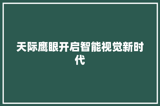 天际鹰眼开启智能视觉新时代