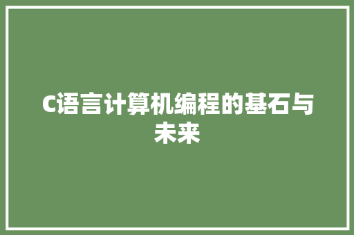 C语言计算机编程的基石与未来