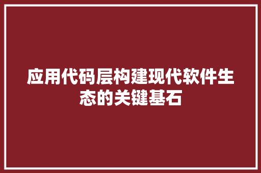 应用代码层构建现代软件生态的关键基石