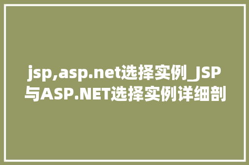 jsp,asp.net选择实例_JSP与ASP.NET选择实例详细剖析两种技术平台的优劣