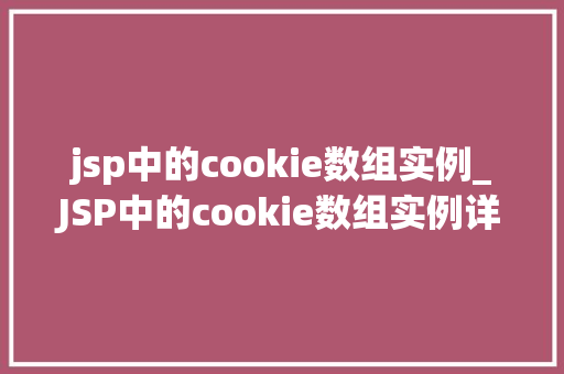 jsp中的cookie数组实例_JSP中的cookie数组实例详细浅出与实战应用