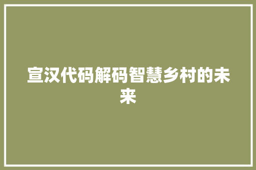 宣汉代码解码智慧乡村的未来