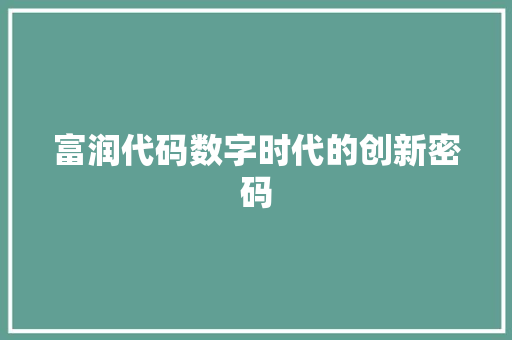 富润代码数字时代的创新密码