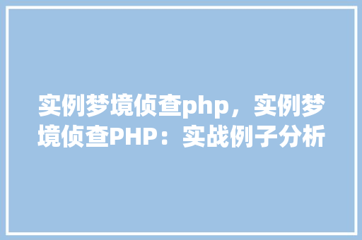 实例梦境侦查php，实例梦境侦查PHP：实战例子分析
