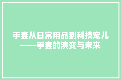 手套从日常用品到科技宠儿——手套的演变与未来