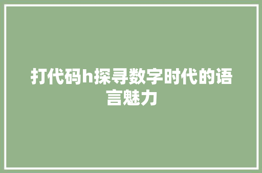 打代码h探寻数字时代的语言魅力