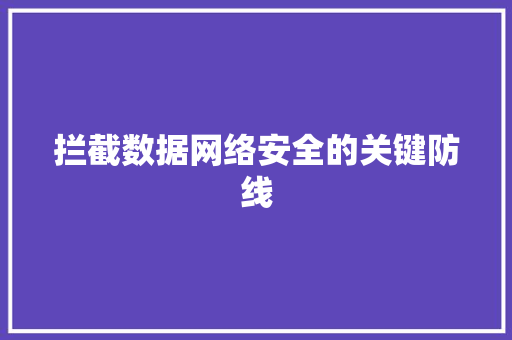 拦截数据网络安全的关键防线