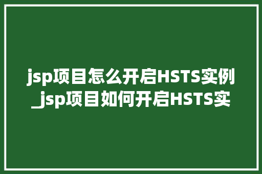 jsp项目怎么开启HSTS实例_jsp项目如何开启HSTS实例全方位与实操指南