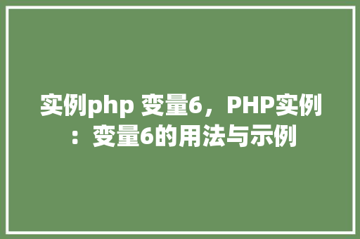 实例php 变量6，PHP实例：变量6的用法与示例