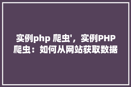 实例php 爬虫'，实例PHP爬虫：如何从网站获取数据
