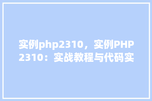 实例php2310，实例PHP2310：实战教程与代码实例介绍