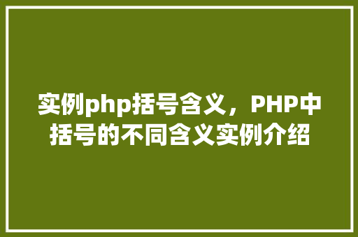 实例php括号含义，PHP中括号的不同含义实例介绍