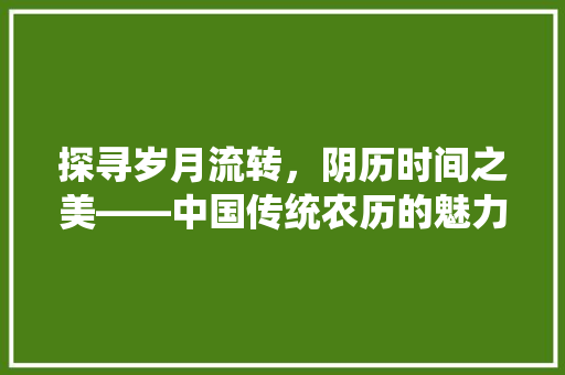 探寻岁月流转，阴历时间之美——中国传统农历的魅力与智慧