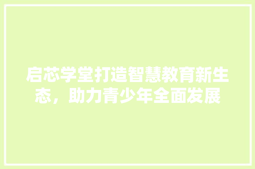 启芯学堂打造智慧教育新生态，助力青少年全面发展