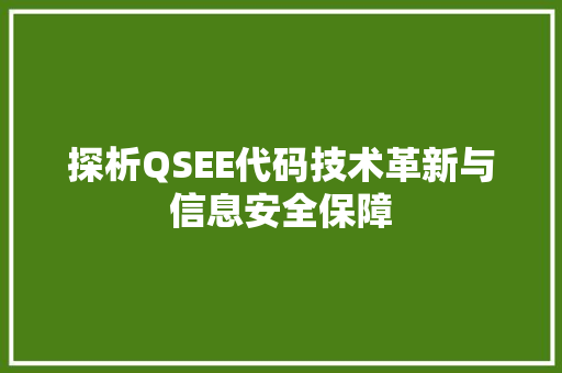 探析QSEE代码技术革新与信息安全保障