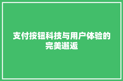 支付按钮科技与用户体验的完美邂逅