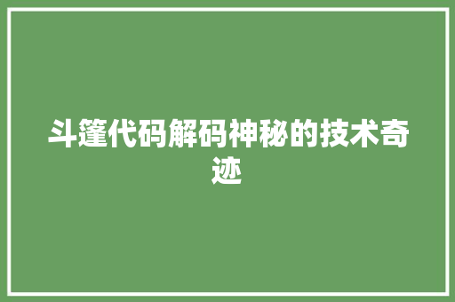 斗篷代码解码神秘的技术奇迹