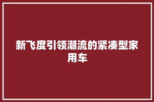 新飞度引领潮流的紧凑型家用车