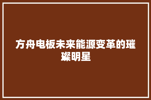 方舟电板未来能源变革的璀璨明星