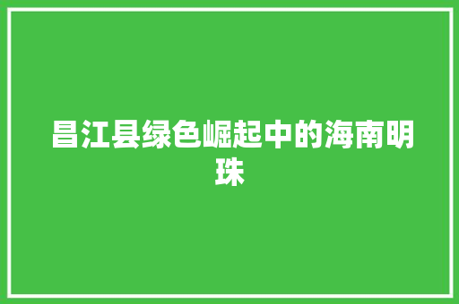 昌江县绿色崛起中的海南明珠