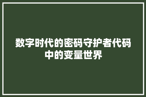 数字时代的密码守护者代码中的变量世界