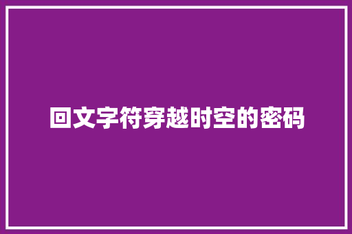 回文字符穿越时空的密码