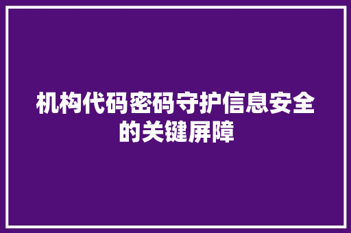 机构代码密码守护信息安全的关键屏障