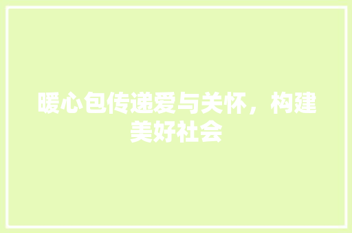 暖心包传递爱与关怀，构建美好社会