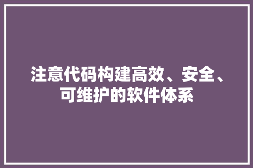 注意代码构建高效、安全、可维护的软件体系