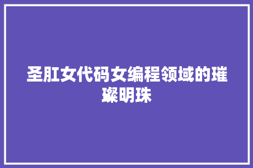 圣肛女代码女编程领域的璀璨明珠