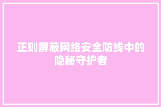 正则屏蔽网络安全防线中的隐秘守护者
