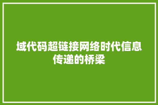 域代码超链接网络时代信息传递的桥梁