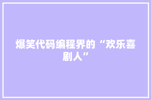爆笑代码编程界的“欢乐喜剧人”