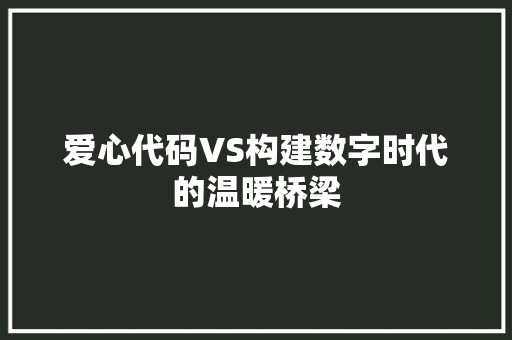 爱心代码VS构建数字时代的温暖桥梁