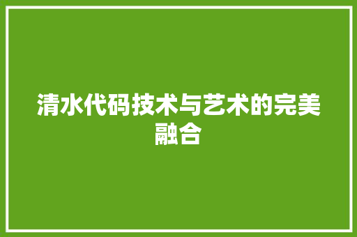 清水代码技术与艺术的完美融合