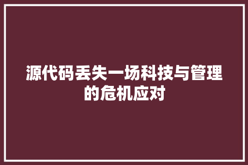 源代码丢失一场科技与管理的危机应对  第1张