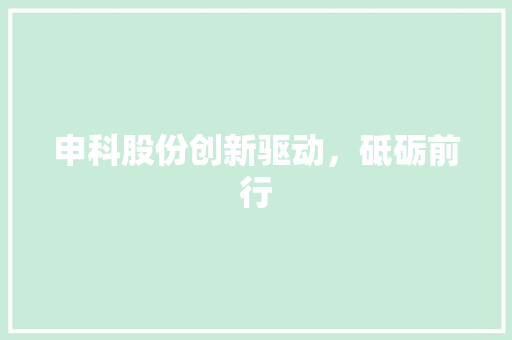 申科股份创新驱动，砥砺前行