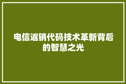 电信返销代码技术革新背后的智慧之光