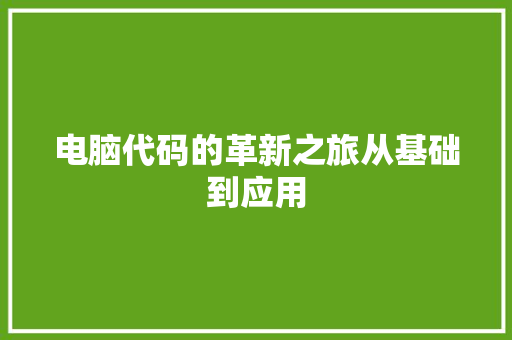 电脑代码的革新之旅从基础到应用